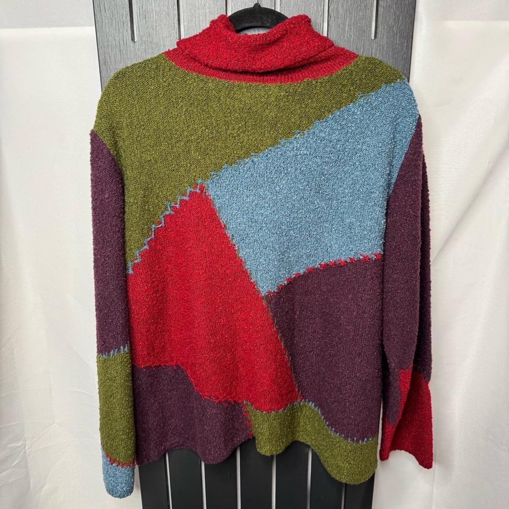 Coldwater Creek Multicolor Patchwork Turtleneck S… - image 4
